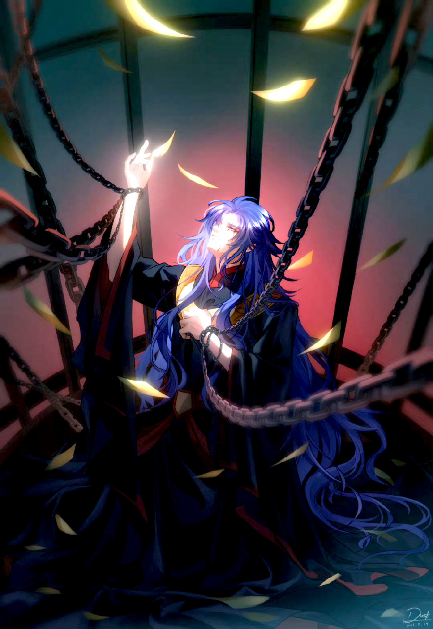 画师dusk绘制的一组双子座黄金圣斗士撒加的同人插画,人物变得更加