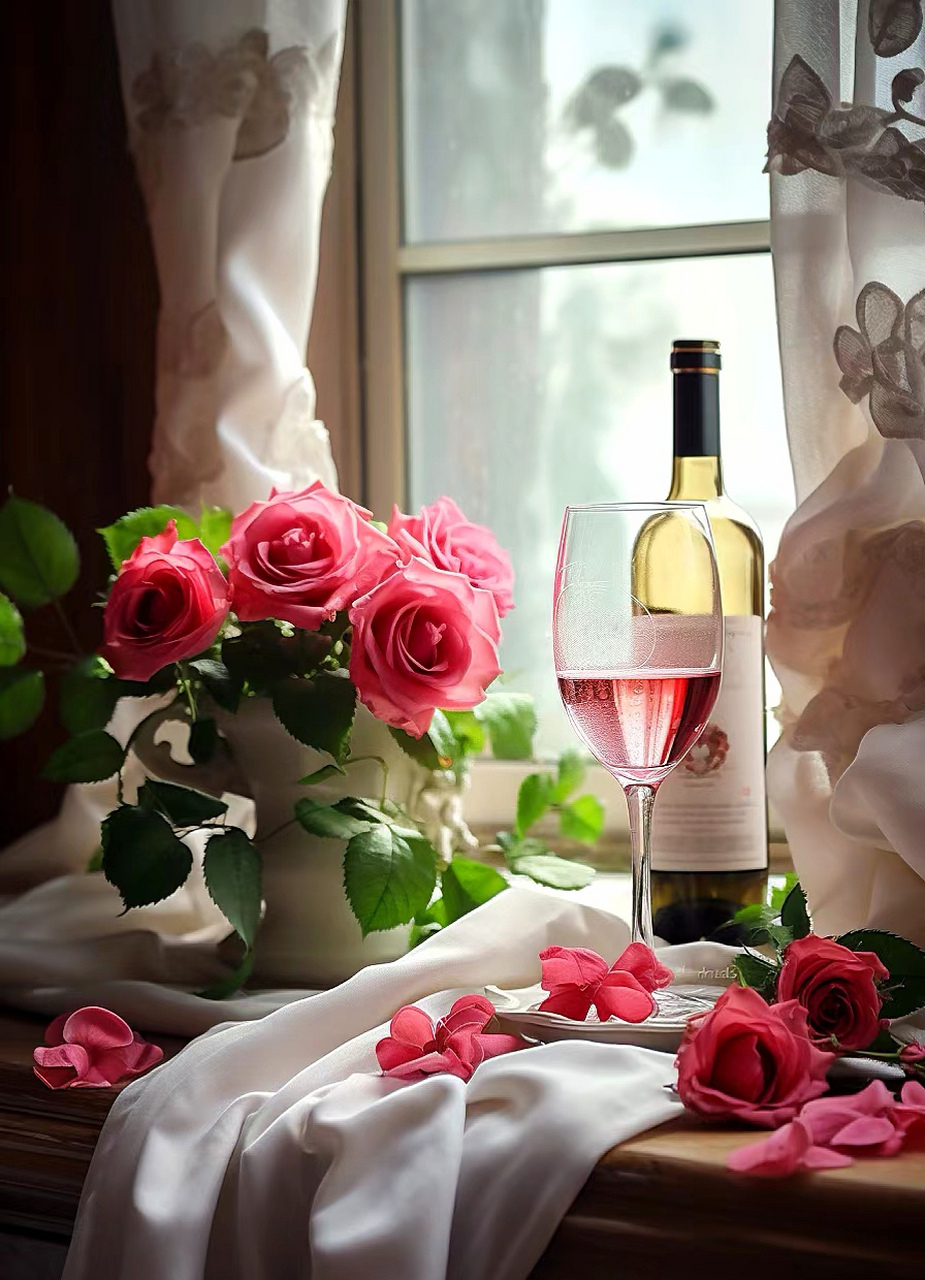 葡萄酒与玫瑰花!#休闲生活