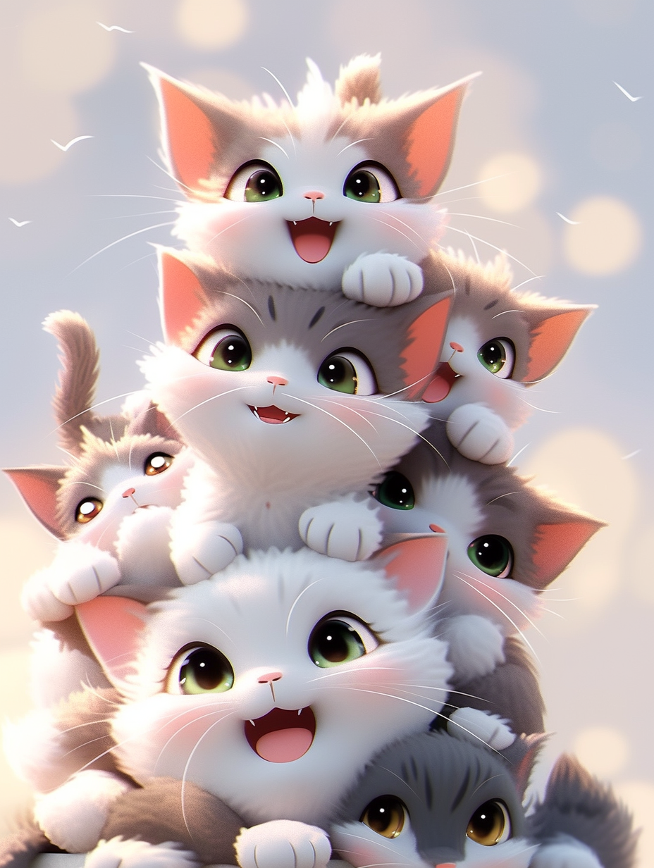 可爱猫咪叠叠乐头像壁纸背景图