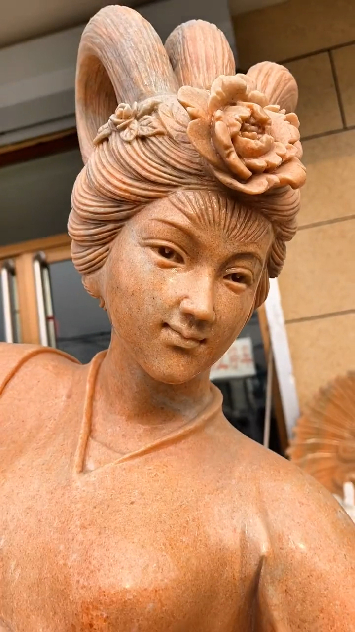 石雕牡丹仙子晚霞红雕刻百花仙子