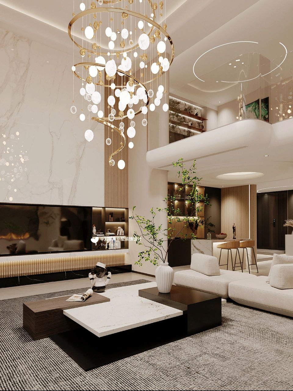 别墅设计93极简风 轻奢,注重生活品质  客厅挑空设计大气高级, 极简