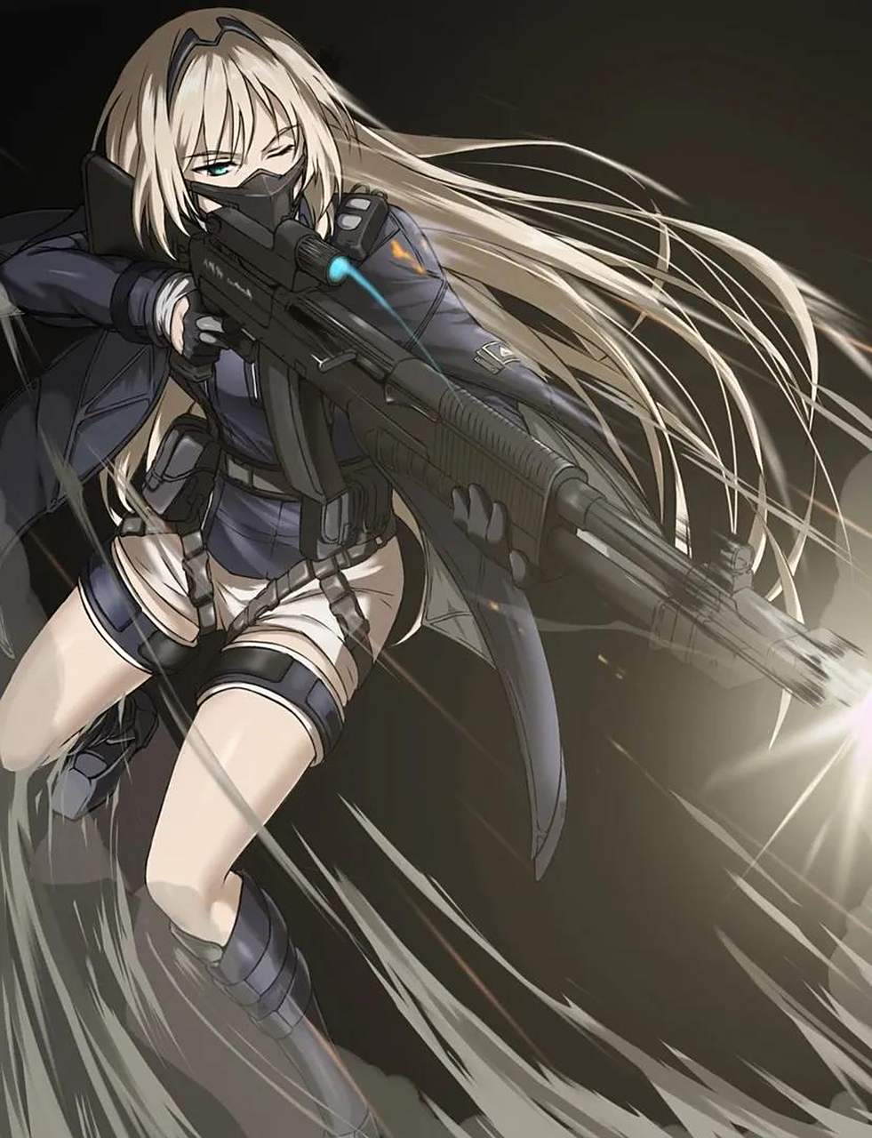 一组动漫女战士与步枪插画,手中的好像是an-94.