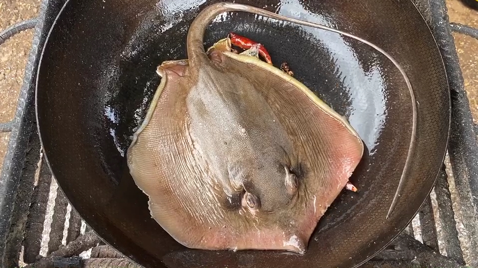 非洲魔鬼鱼的新做法,魔鬼鱼汉堡来了!非洲大佬吃的好东西