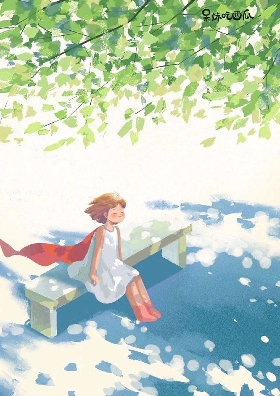 绘画欣赏 画师:呆妹吃西瓜 676767 一组治愈系插画作品