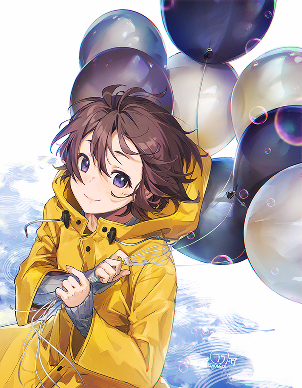 手牵气球的逐风少年#二次元#  画师:nagu