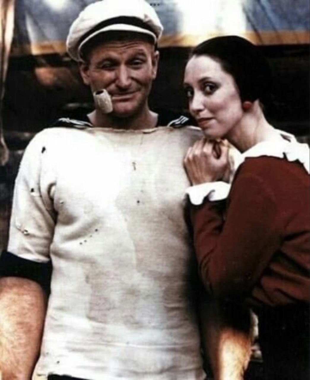 罗宾-威廉和谢莉-杜瓦尔在《大力水手》片场,1980年