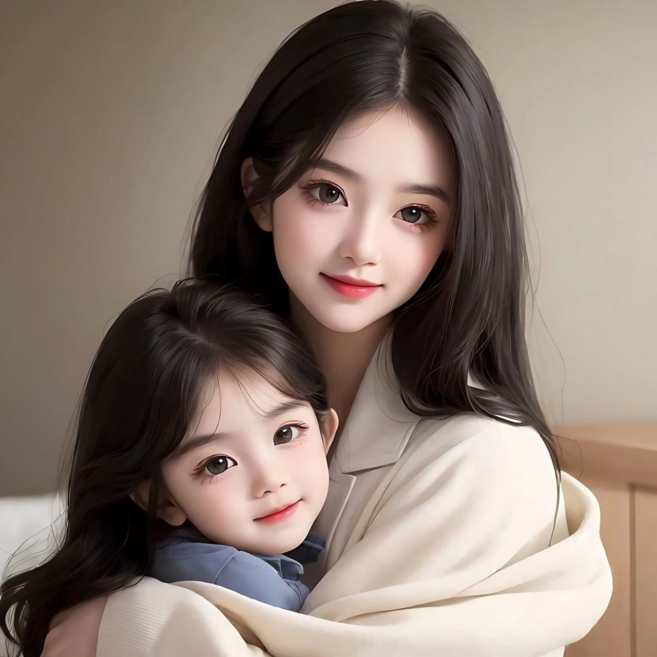 亲子头像:甜蜜进行时(妈妈和女儿) 都说女儿是贴心小棉袄,拥抱一下小