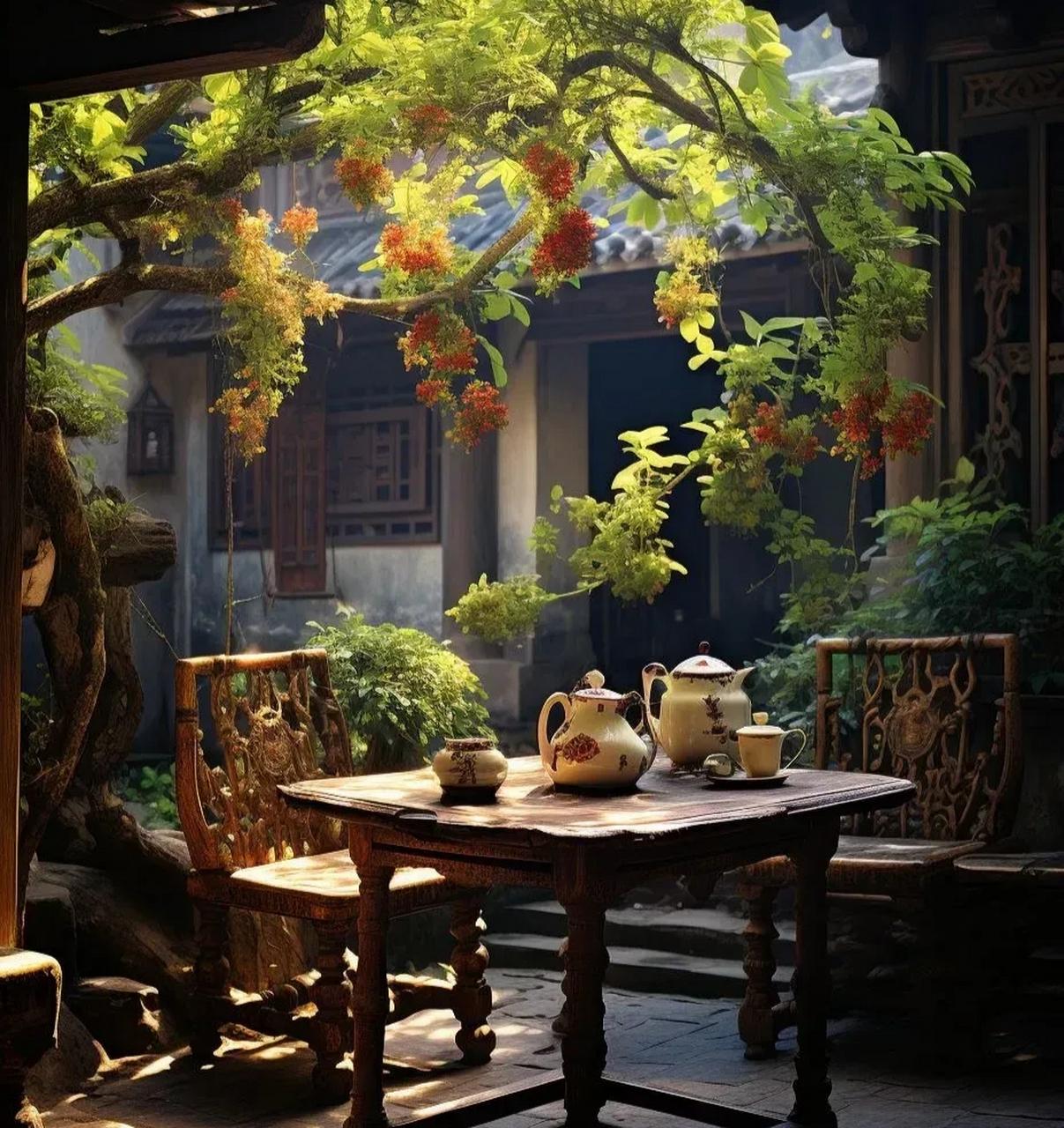 百享计划# #秋日生活创作季3#《古风雅韵》 农家小院竹篱笆,妙龄既怂