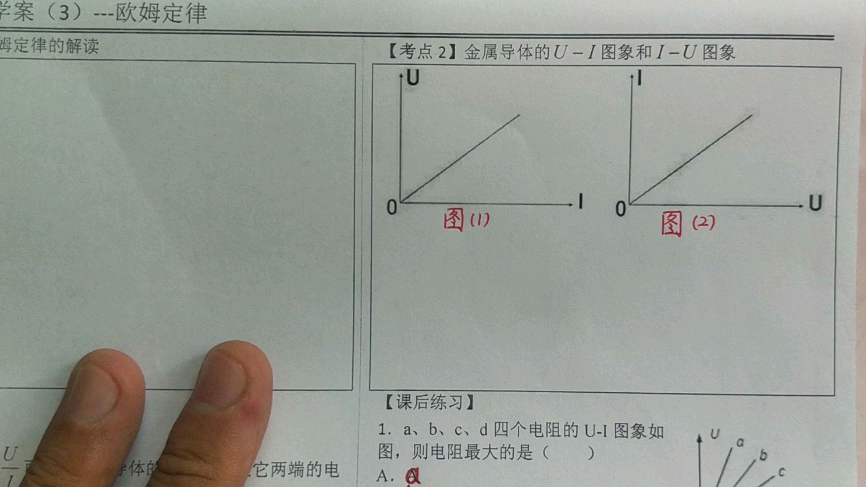 [图]金属导体的U-I图象和I-U图象