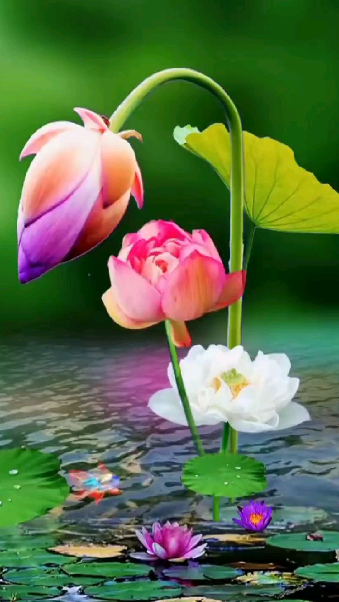 琴柔荷花开,摇意碧水中.心如止水静,万事皆是空.