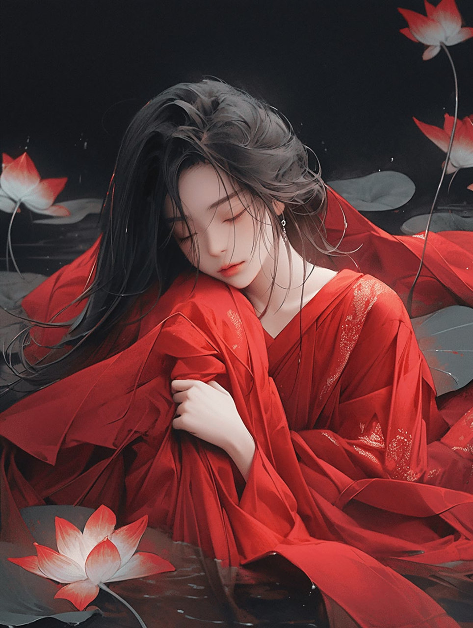 古风美女:一带红裙随风散,世间绝色尽妩媚.#头像# #微信头像