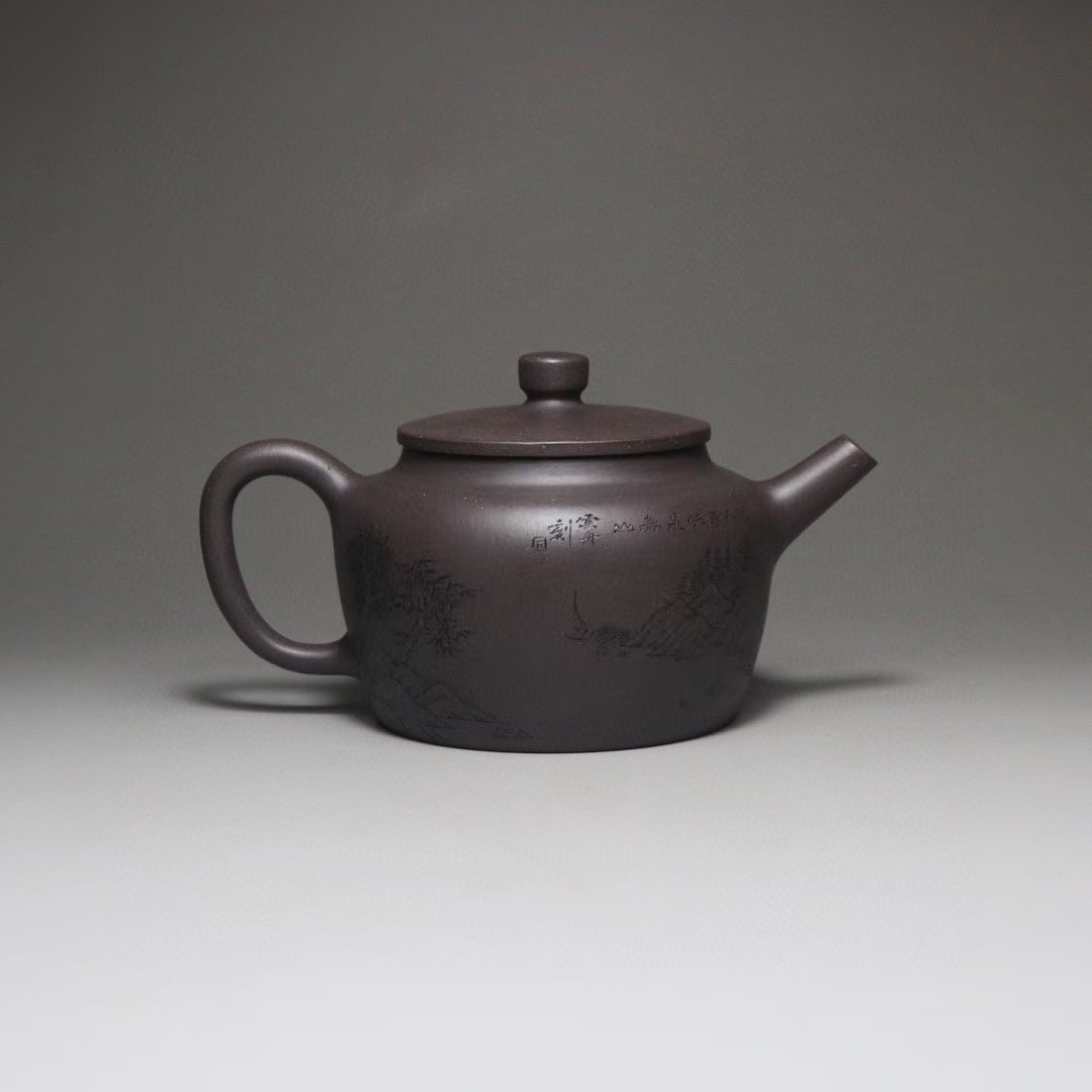 宜兴紫砂壶李小辉全手工桑扁原矿天青泥170cc