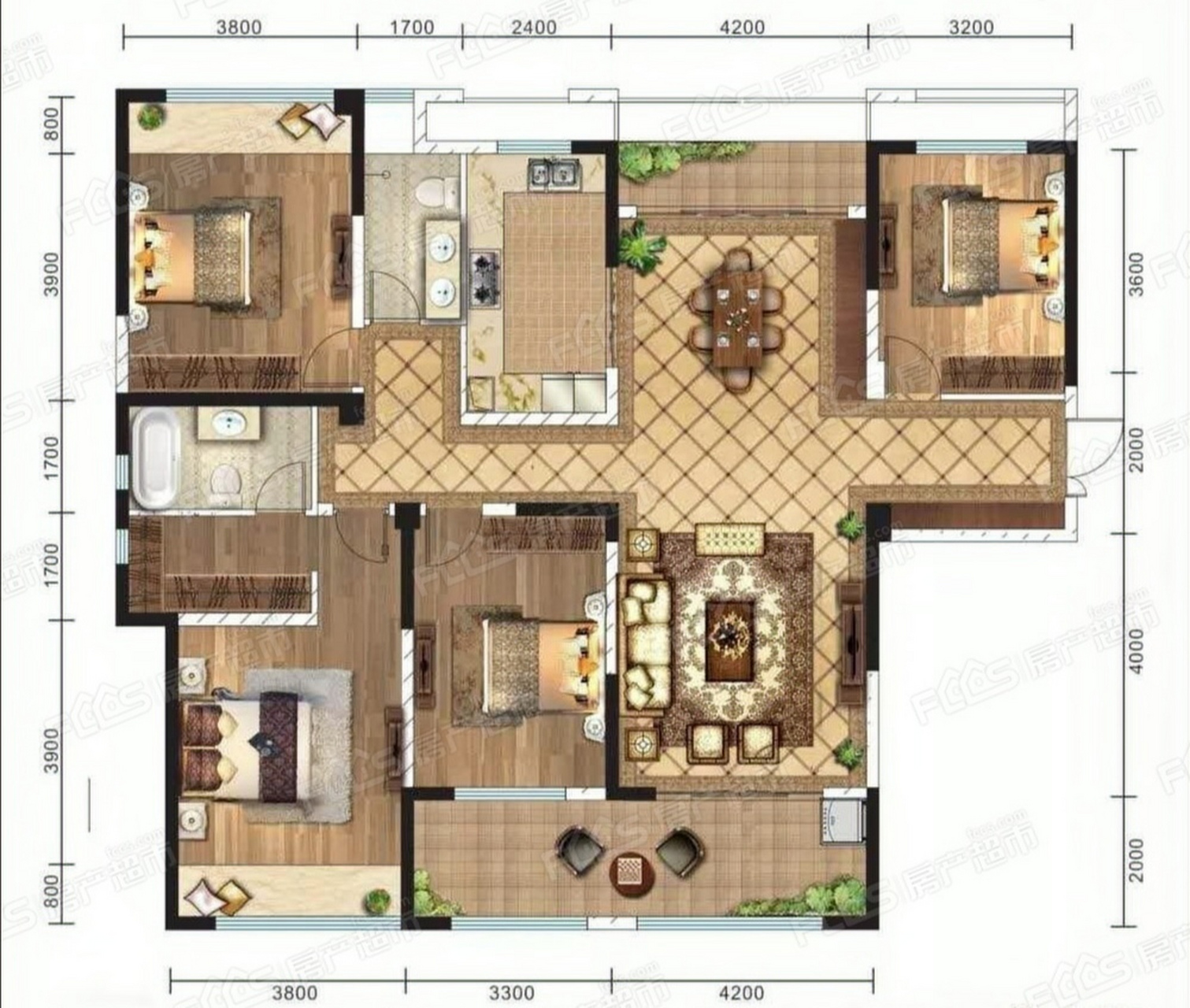 超级标准的,南北通透的四室两厅两卫户型,绝对可以给满分,看到这样的