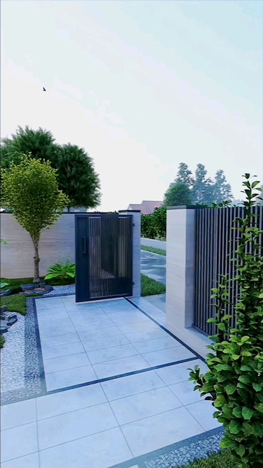 院门直对家门口,庭院入户景墙该如何设计?-度小视