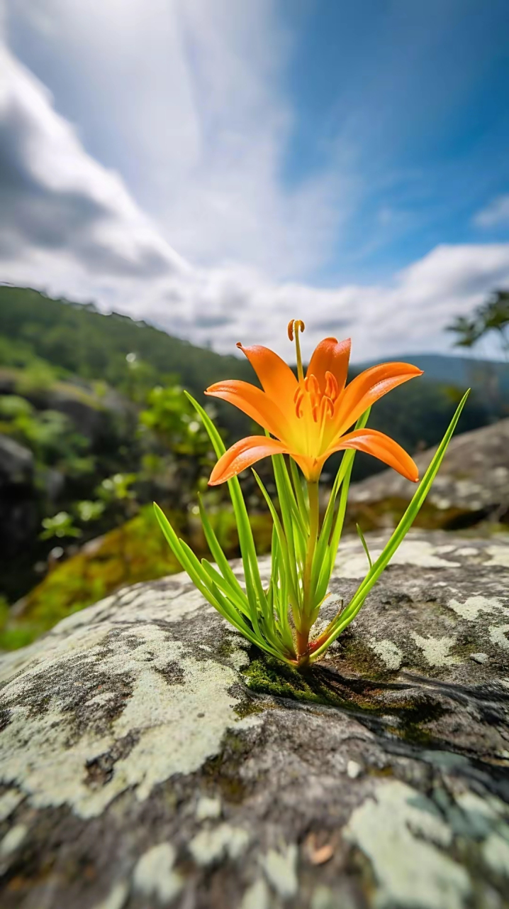 《石缝中的小花花》 石缝小花娇容艳, 土薄风狂视等闲.