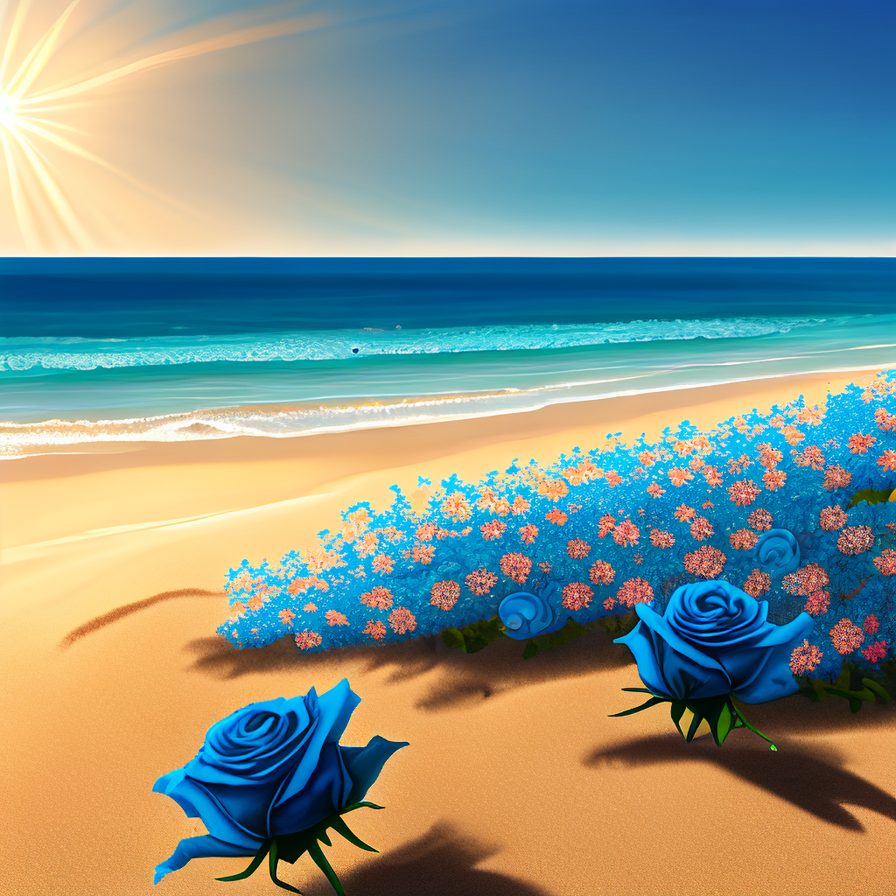 夏日里,浪漫的的沙滩玫瑰.