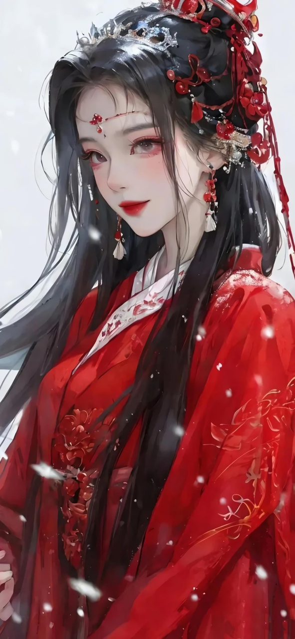 红衣系古风插画女生壁纸 676767