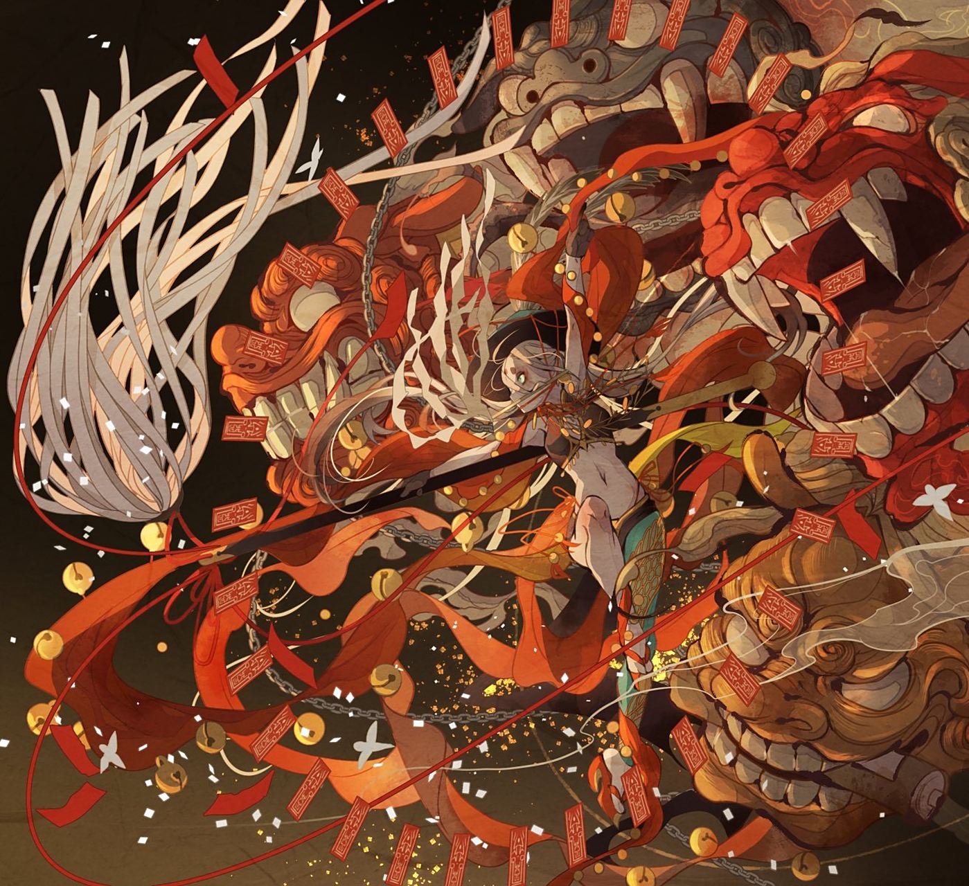 画师七原しえ创造的鬼魅世界,他专注于日本鬼神,日本神话题材进行图片