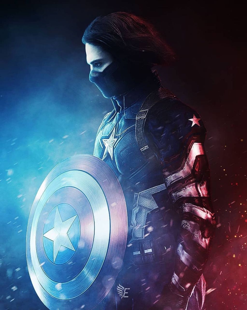 《假如》巴基拿起美国队长的盾牌 画师:erathrim20 #漫威# #漫威电影