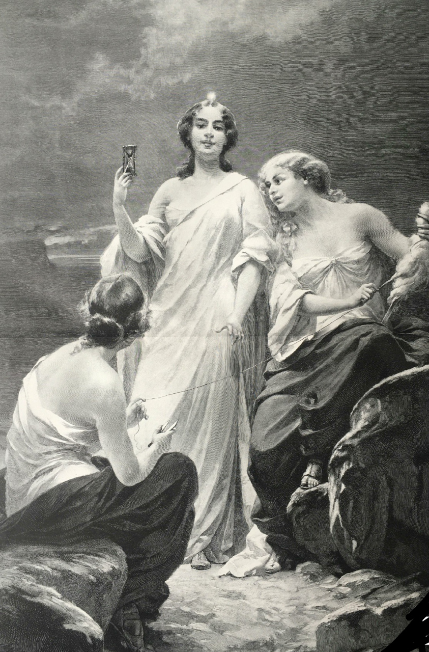 1885年～西洋木刻版画《命运三女神》