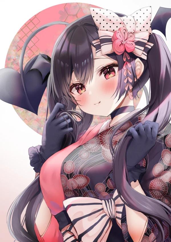 画师推荐:あゆま紗由,小恶魔系和服少女和粉毛少女