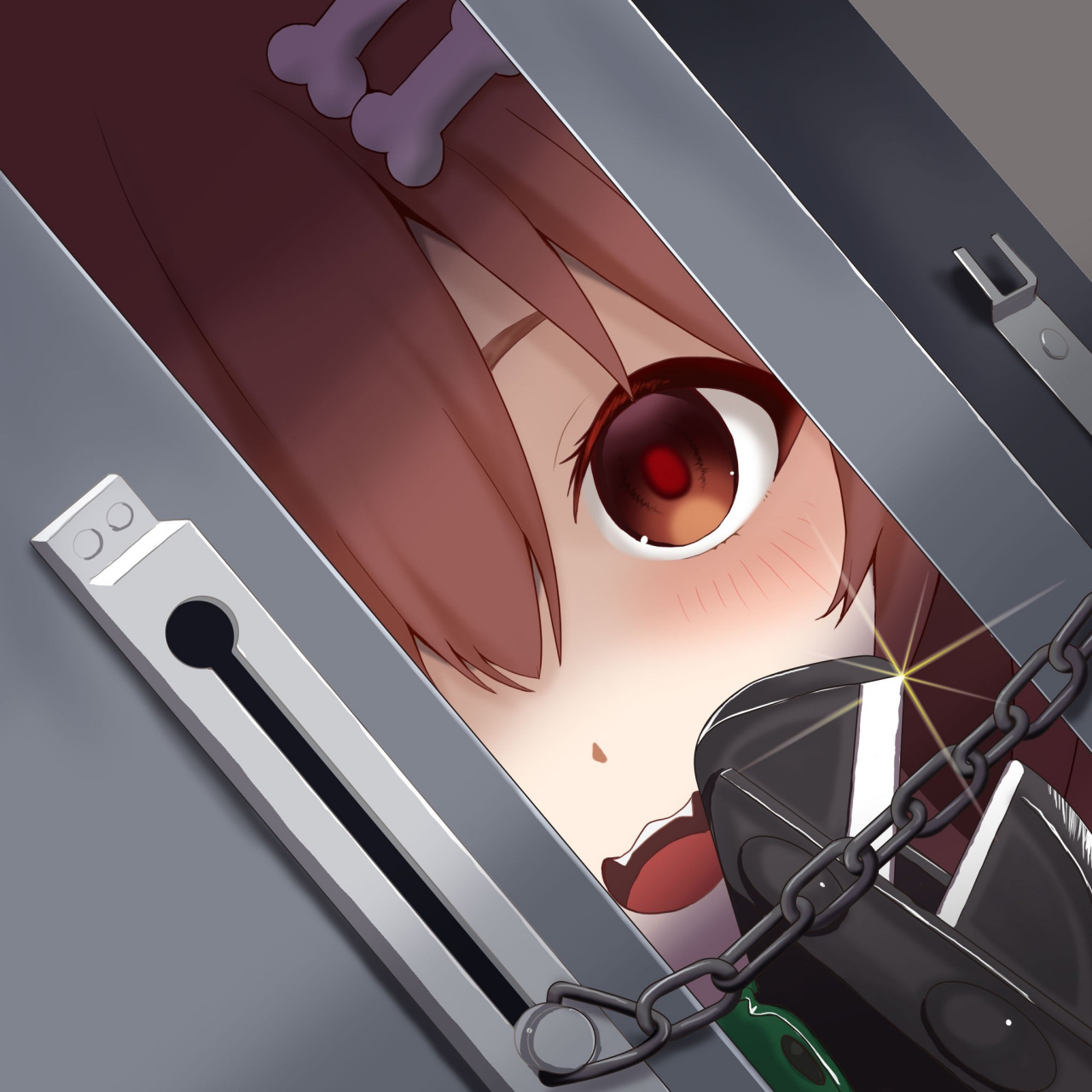 「戌神沁音」要进来查水表了!(试图用钳子夹开门边的锁链