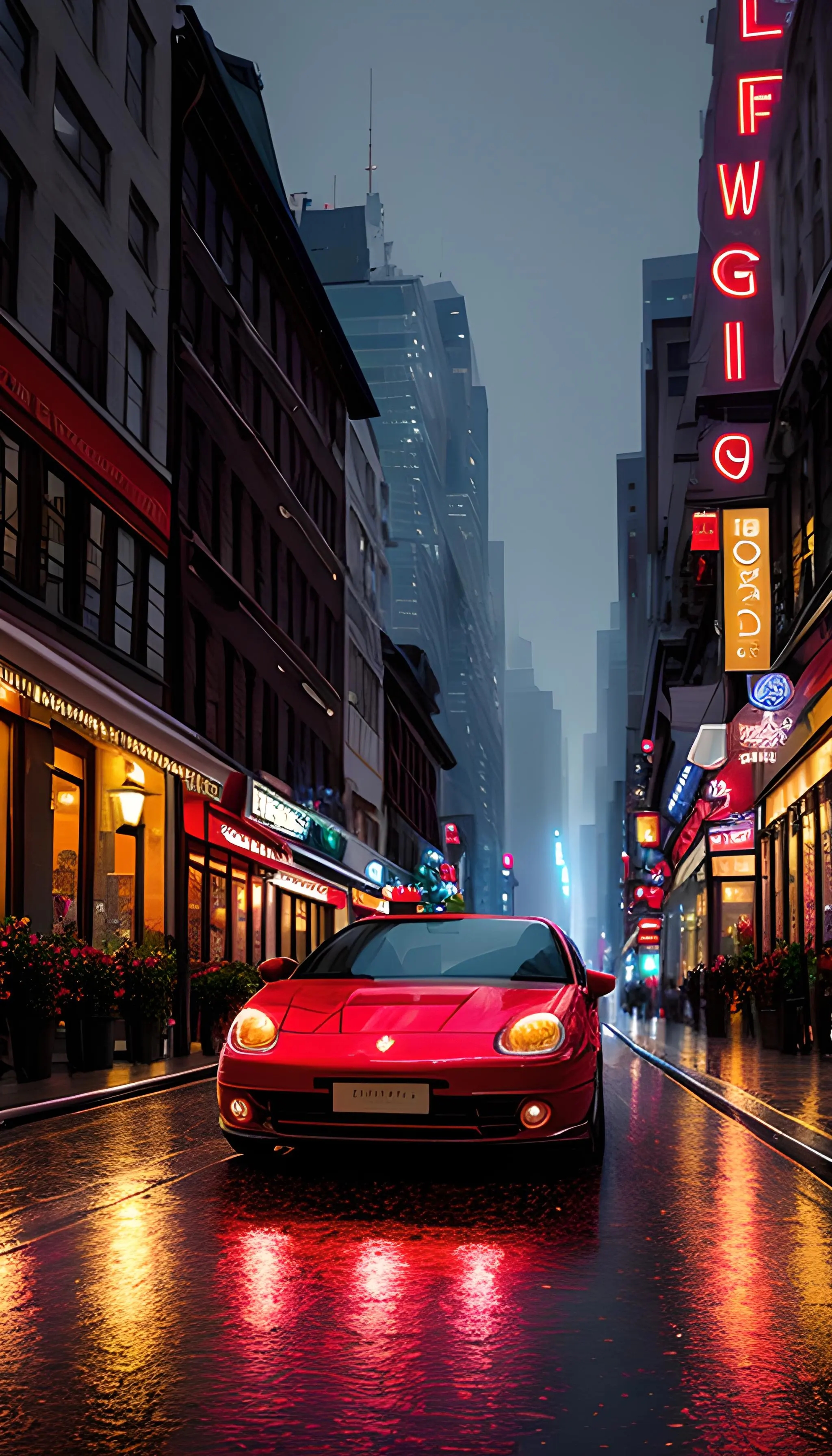 ai绘画:这城市的夜晚,霓虹灯在闪烁