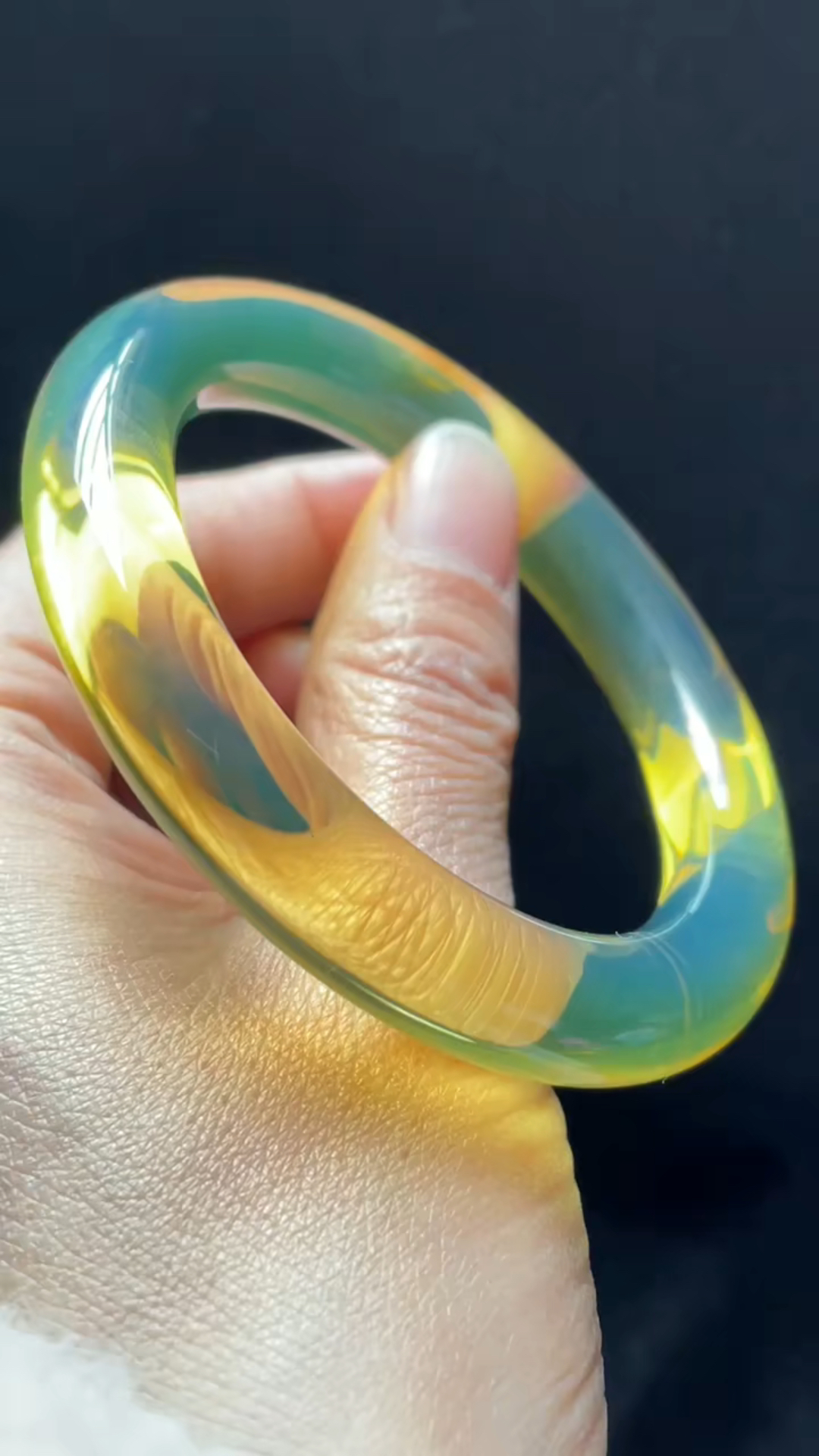 缅甸琥珀金蓝珀圆条手镯