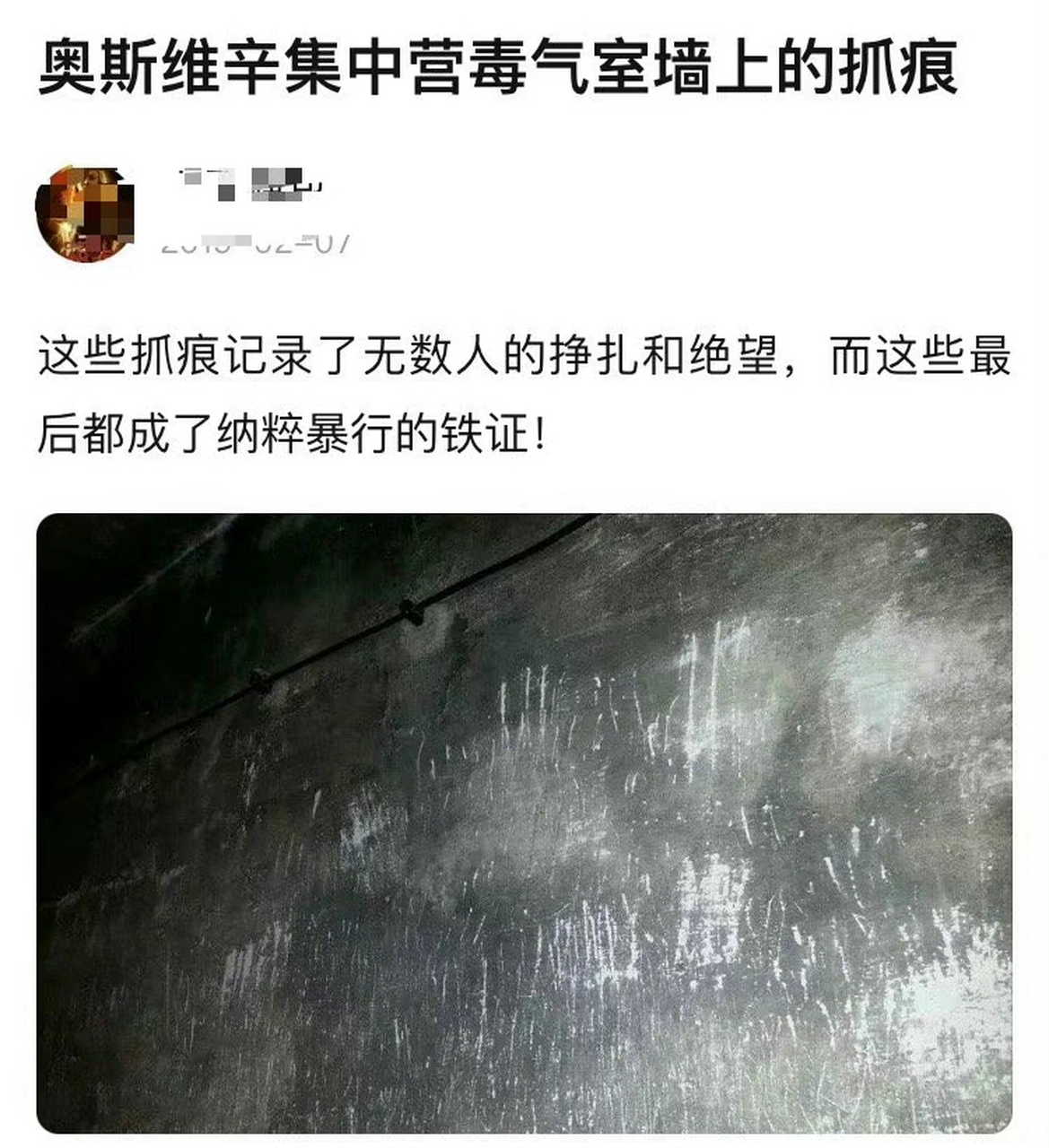 奥斯维辛毒气室的抓痕图片