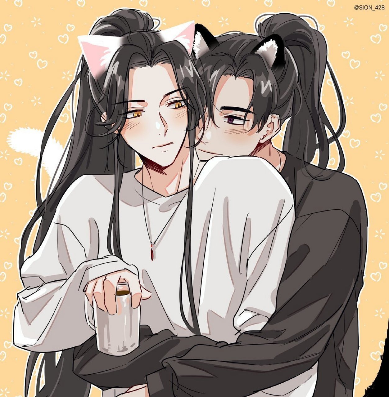 二哈与他的白猫师尊#漫画 燃晚现代pa,大狗勾好黏人[抱一抱 twi