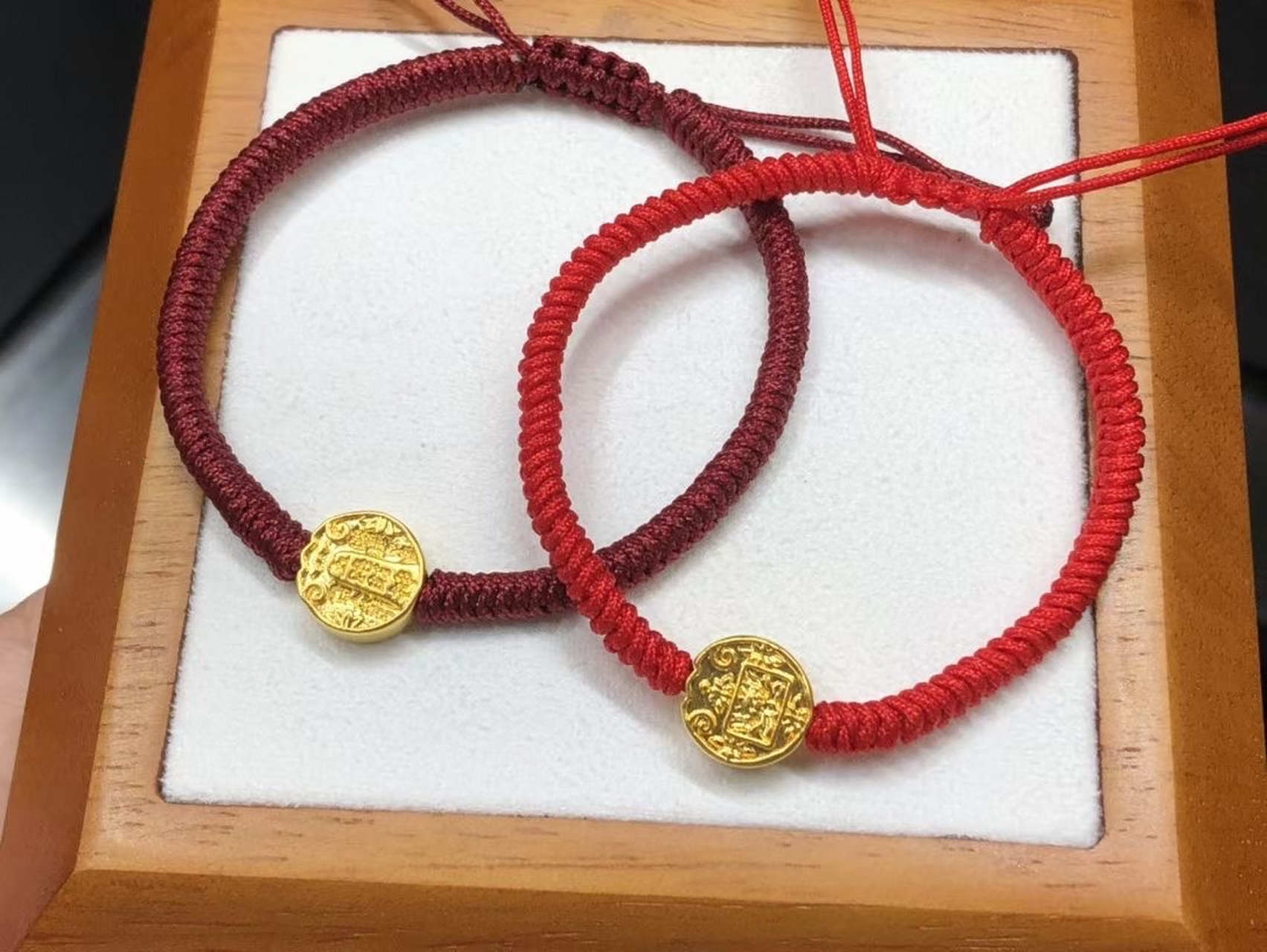 足金五路财神红绳手链#手绳# #手链