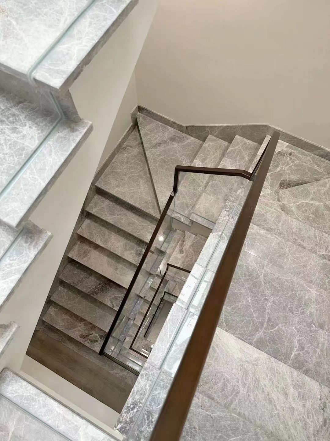 天津南一石材天然大理石楼梯踏步爱马仕灰