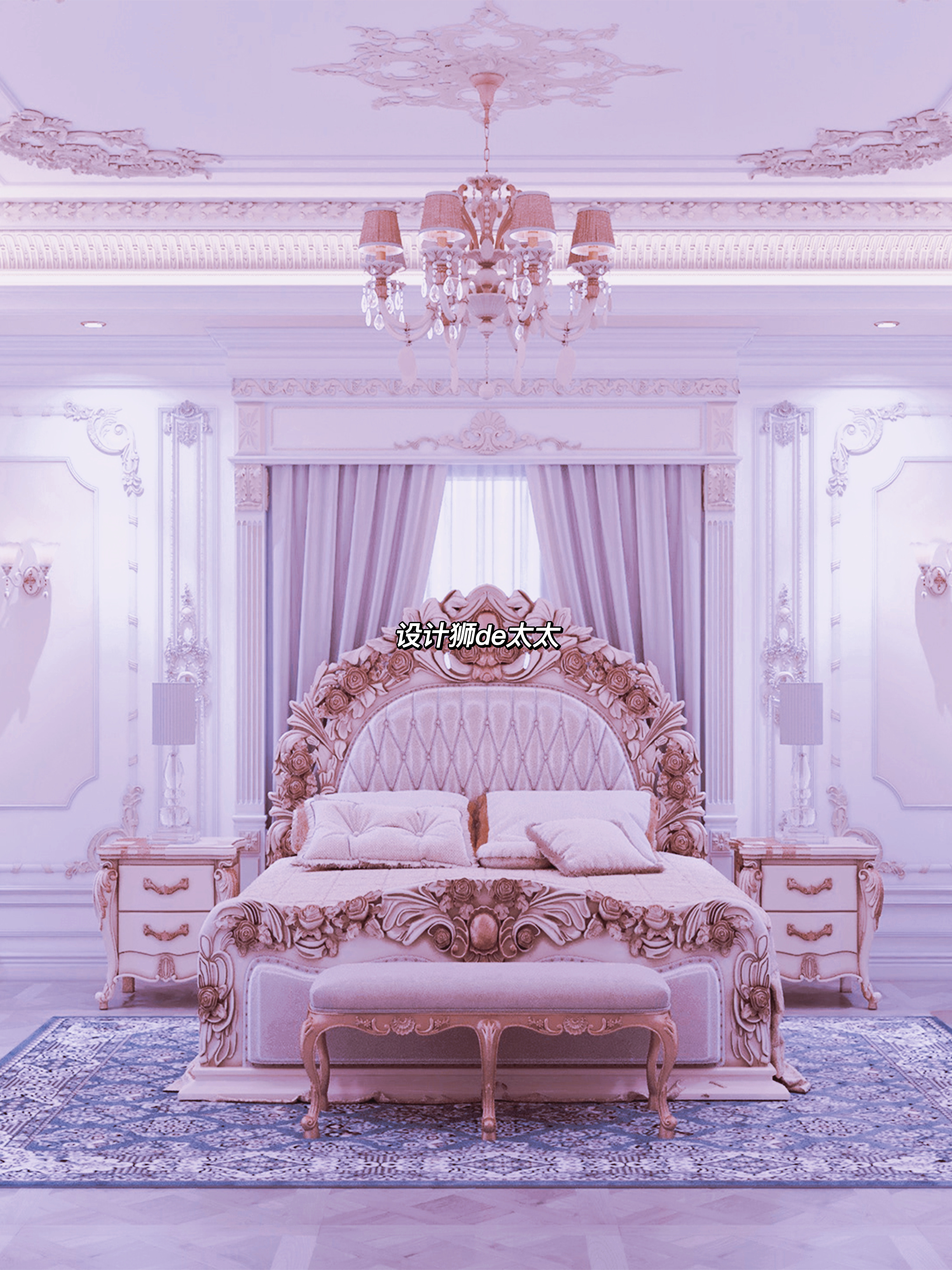 粉紫色女生卧室装效果图卧室墙面使用浅紫色房间设计淡紫色浅紫色婚房