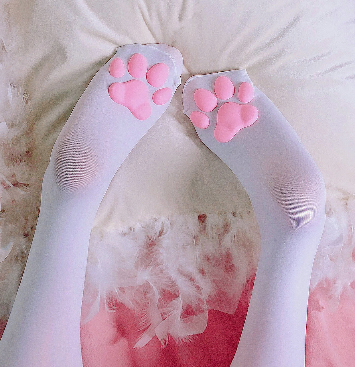 可爱的猫爪袜,脚底有粉嫩猫爪喔