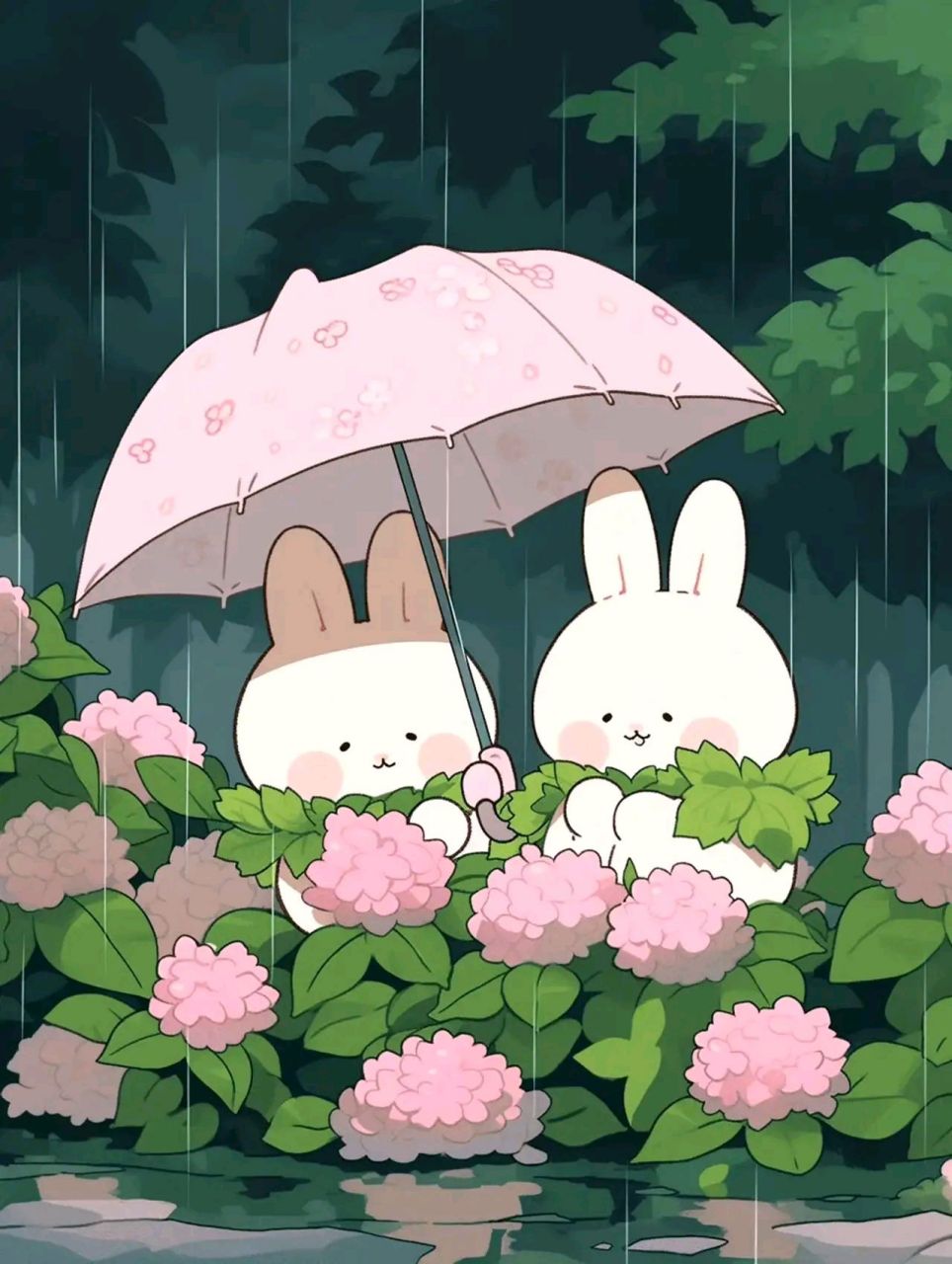 雨中的小兔子,萌萌的可爱极了#萌宠治愈季# #超萌异宠日记# #我要上