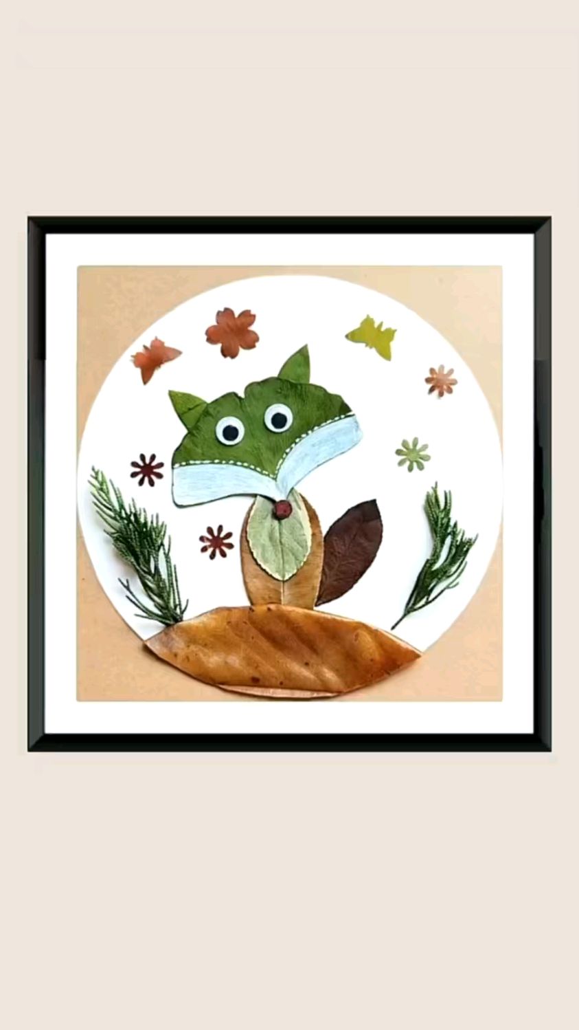 银杏叶创意树叶贴画#创意#贴画#手工