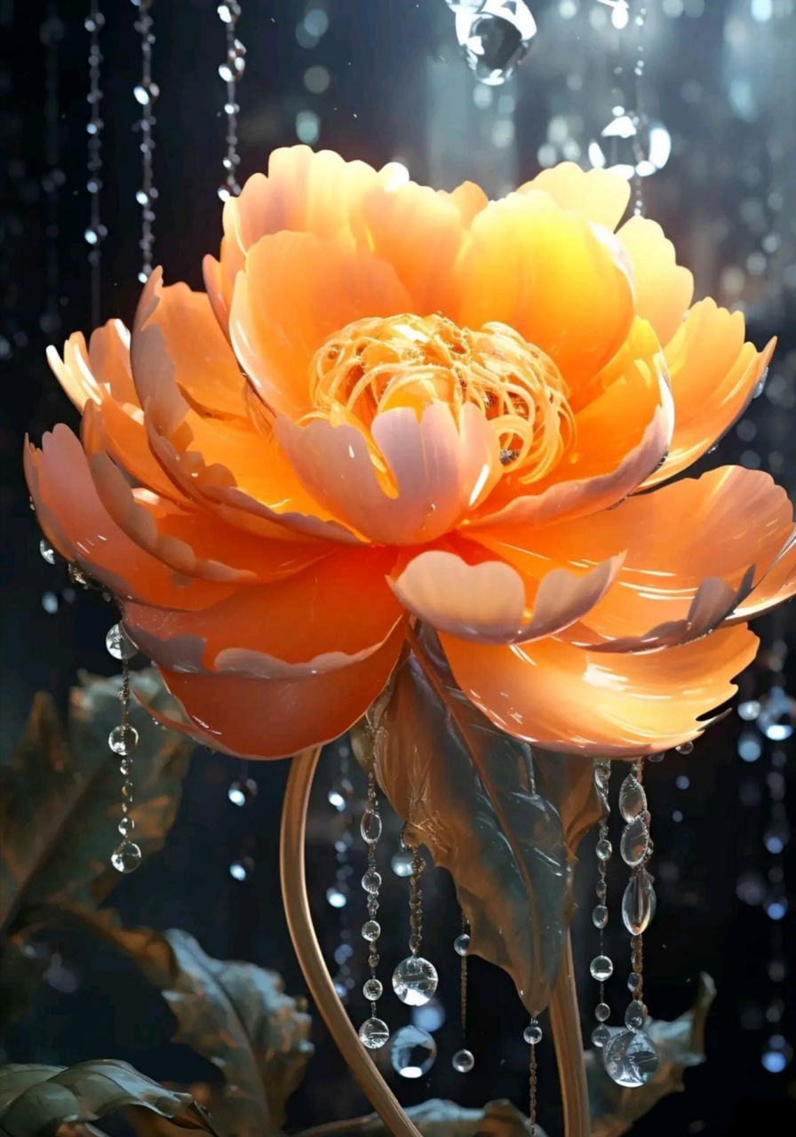 工艺美花分享:橙色牡丹,雍容华贵