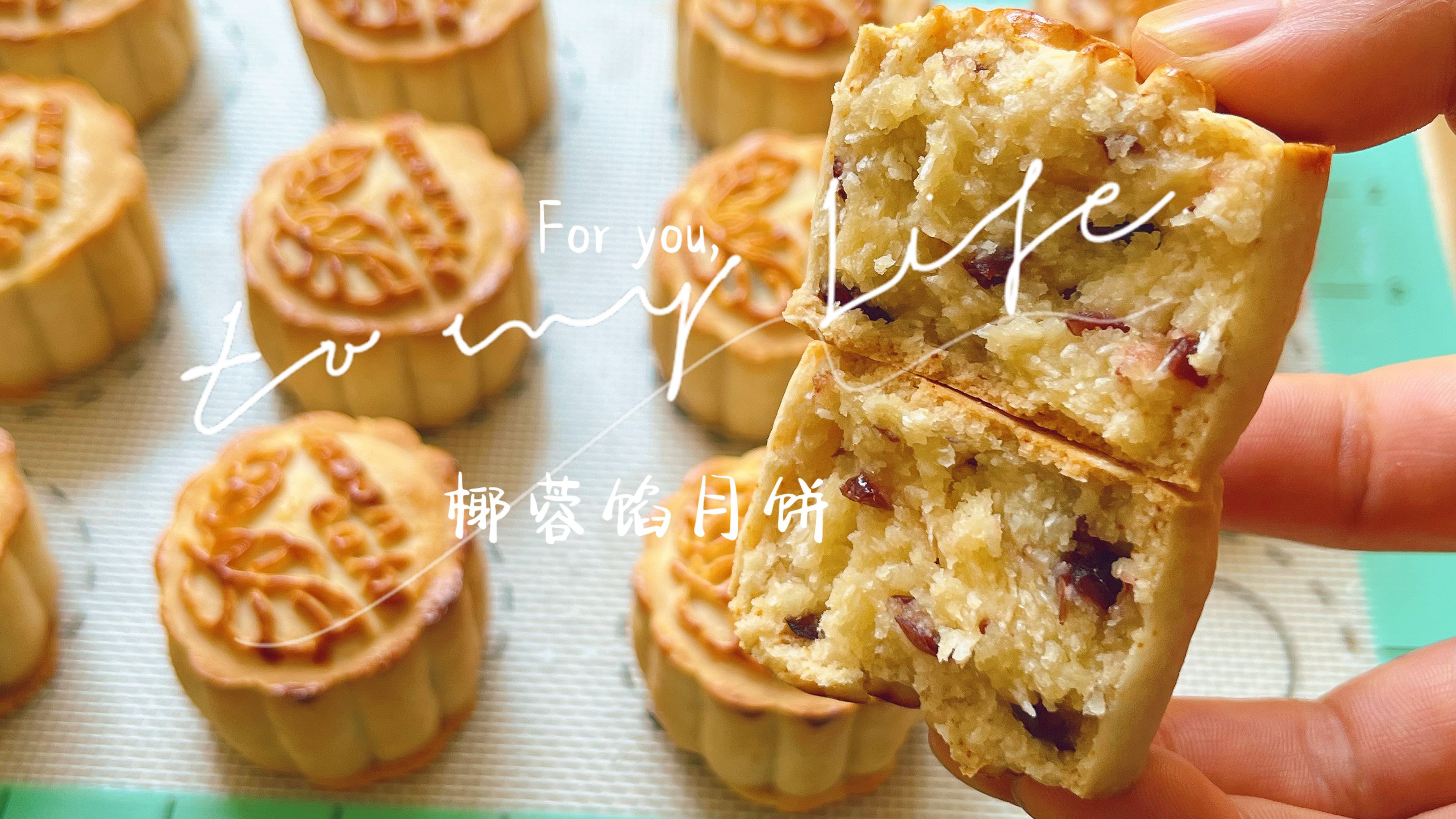 中秋月饼之椰蓉馅月饼,椰香搭配蔓越莓的酸甜太好吃了,安排!