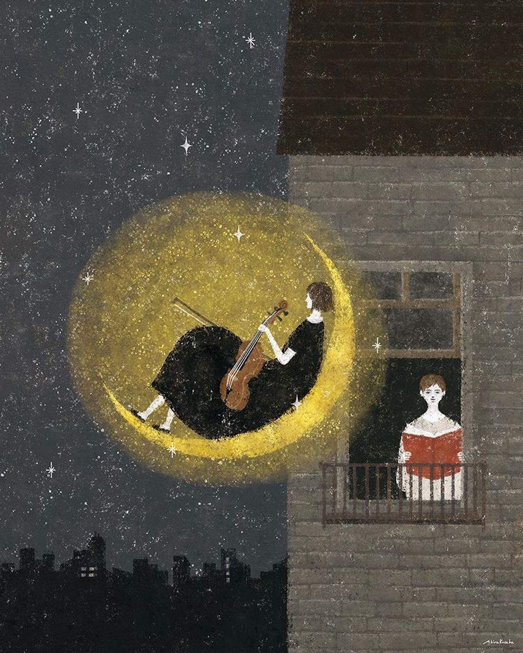 无彩色系配色插画作品 by akira kusaka ​​​ #绘画欣赏