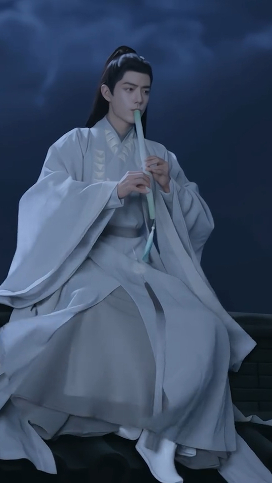 月下吹箫,这氛围感太绝了,肖战时影真的好仙啊