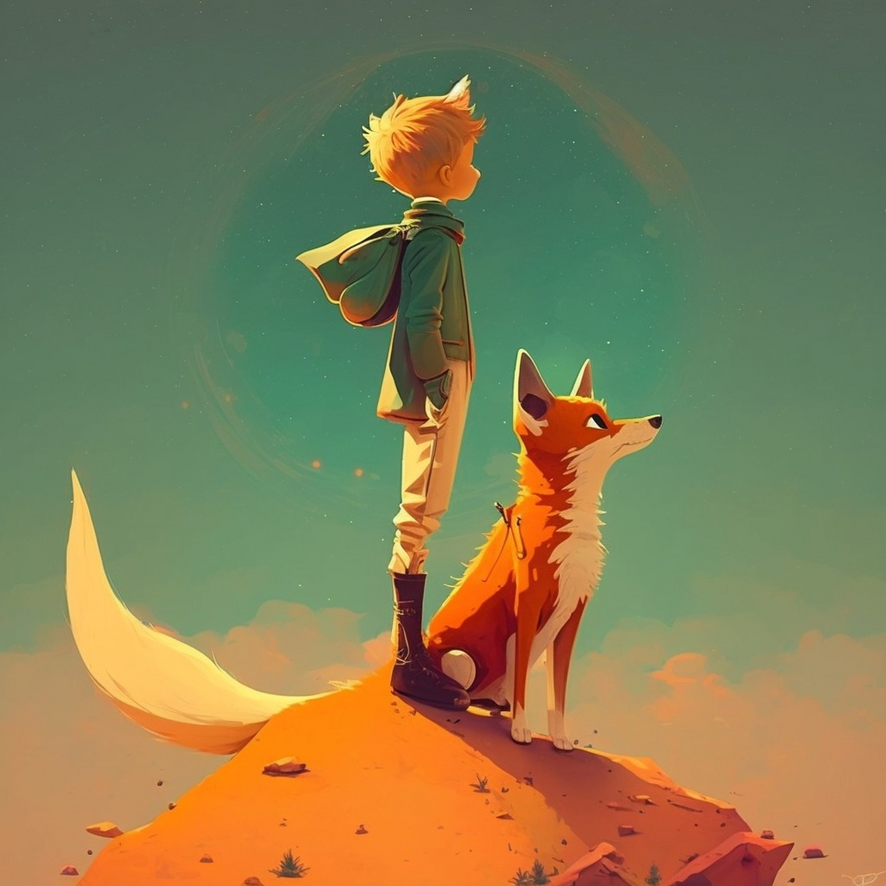 插画一则:小王子和狐狸.  "如果你驯服我,我们就会需要彼此.