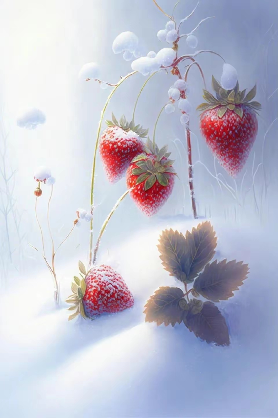 真正的雪里红——雪地草莓