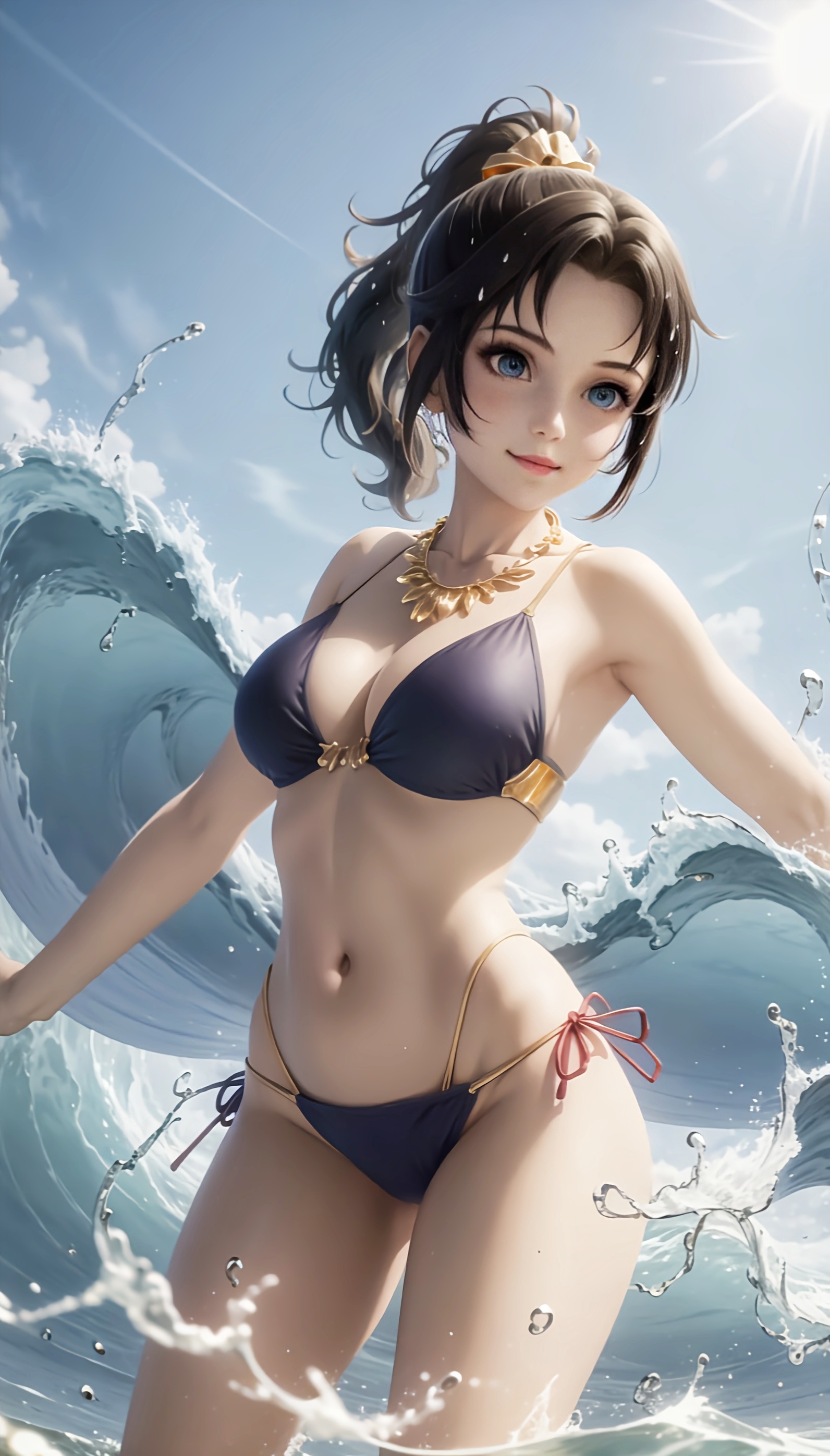 云缨来海边度假,而且穿泳装