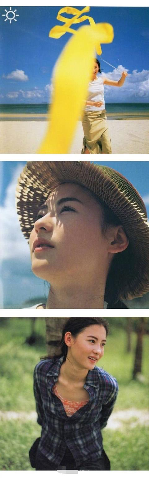 张柏芝夏日海边照