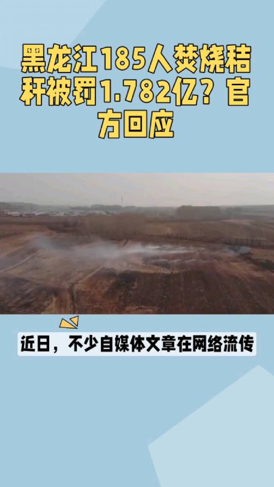 黑龙江185人焚烧秸秆被罚1.782亿?官方:扣拨地方财政而非农民