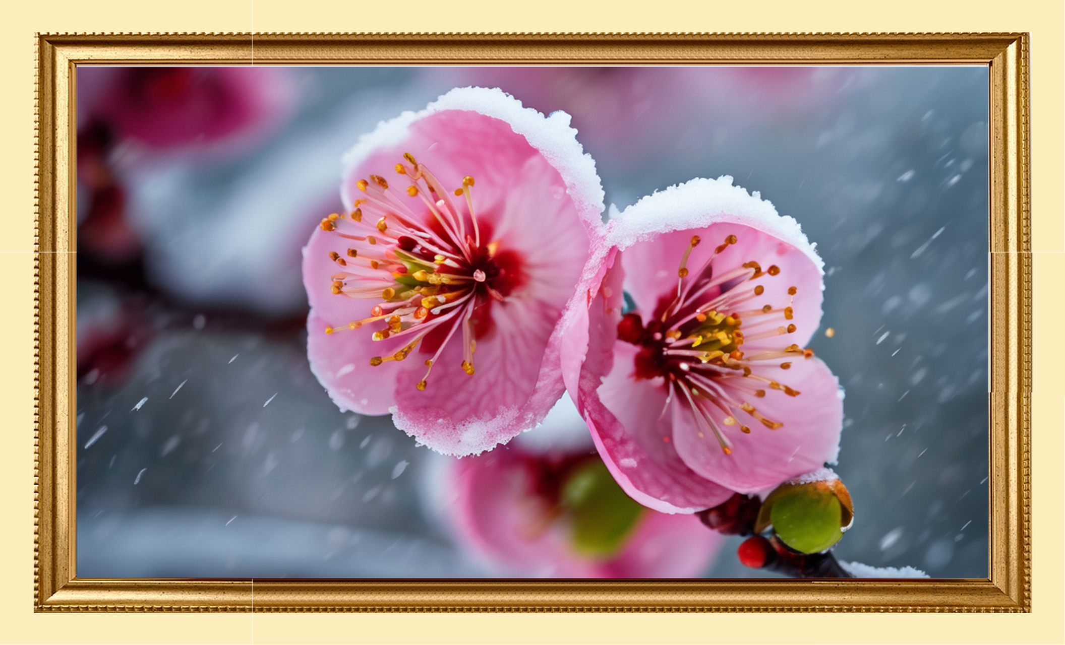 风华绝代姿容美,  独立寒冬展娇容.