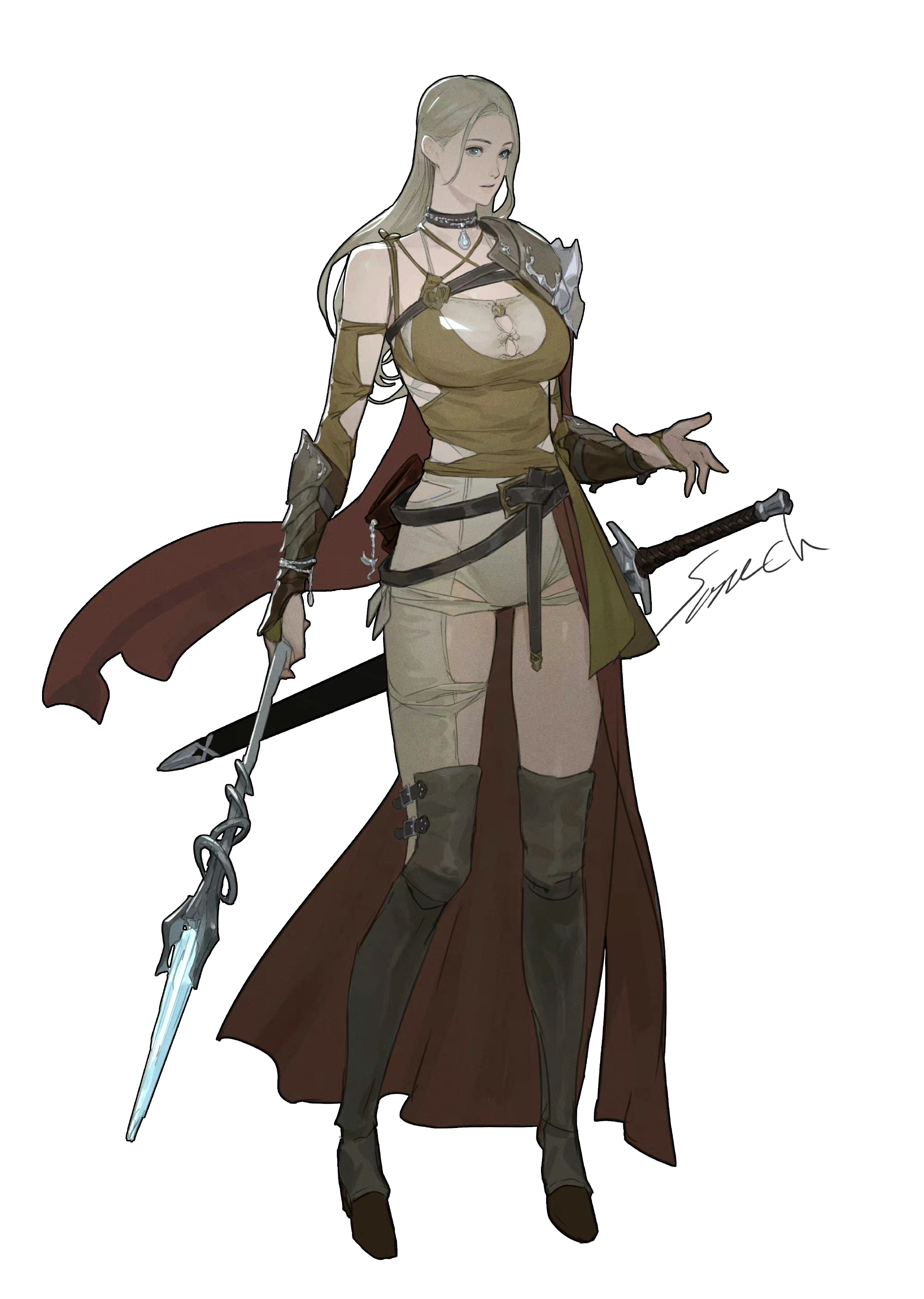 画师 tsonech 女战士插画欣赏