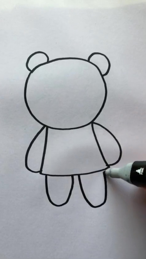 简笔画教程-100画小熊娃娃
