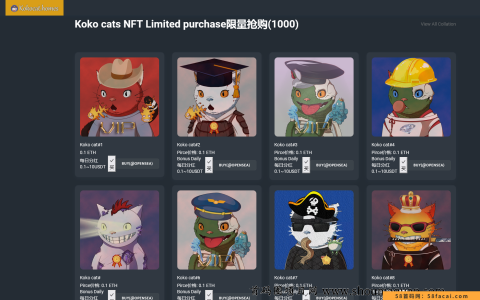 全新发售1000只数字猫Koko cats，没有之一，先抢先得，免费领取KOKO代B价值万U