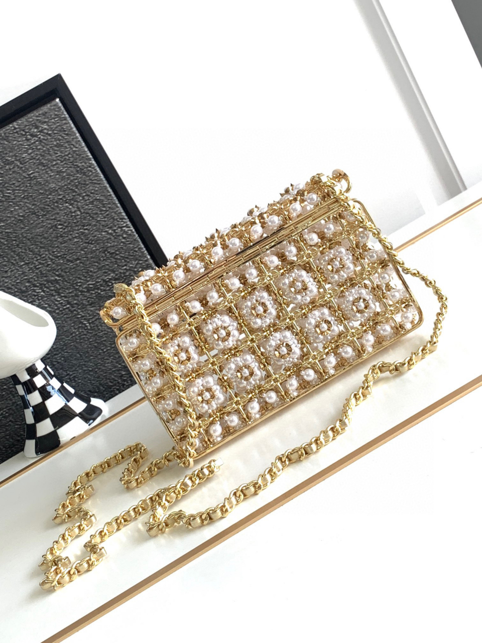 香奈儿珍珠金属cf系列晚宴包#奢侈品推荐# #奢侈品包包